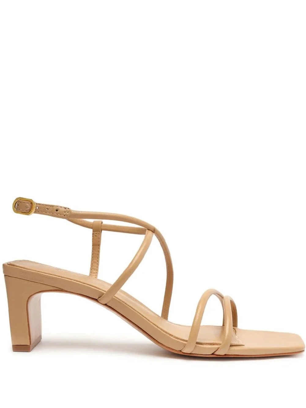 Schutz Aimee Leather Block Heel Sandal in Nude Size 8